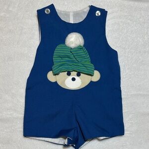 Like New Vintage Chocolate Soup blue Jon Jon with 3d bear appliqué 6mo